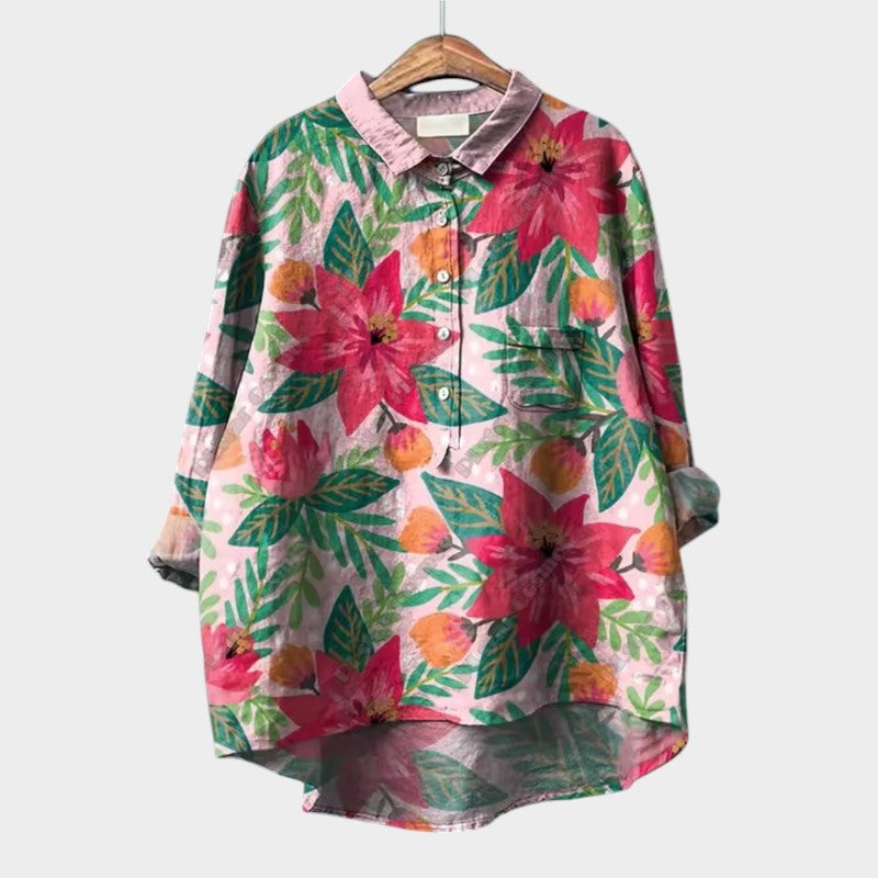 Levoire | Chemisier Fluide Avec Motif Discret Rosa