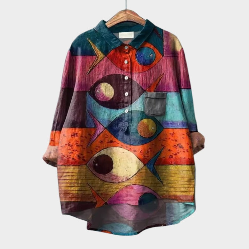 Levoire | Chemisier Intemporel Avec Col Fin Multicolore