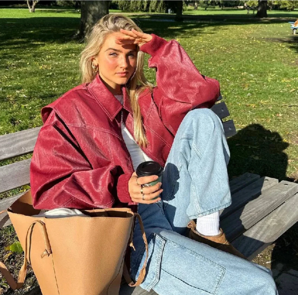 Levoire | Veste En Cuir Oversize Au Flair Urbain