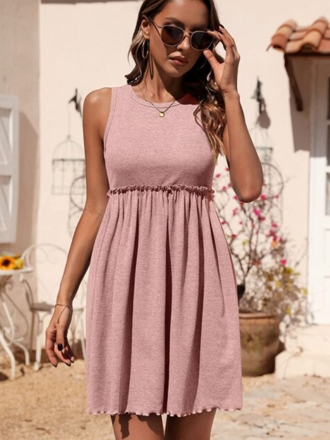 Levoire | Robe À Volants Sans Manches D'Été Rosa