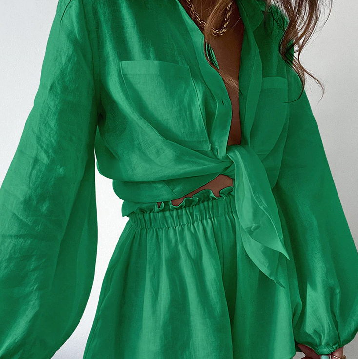 Levoire | Ensemble T-Shirt À Manches Longues Et Shorts Lantern Vert