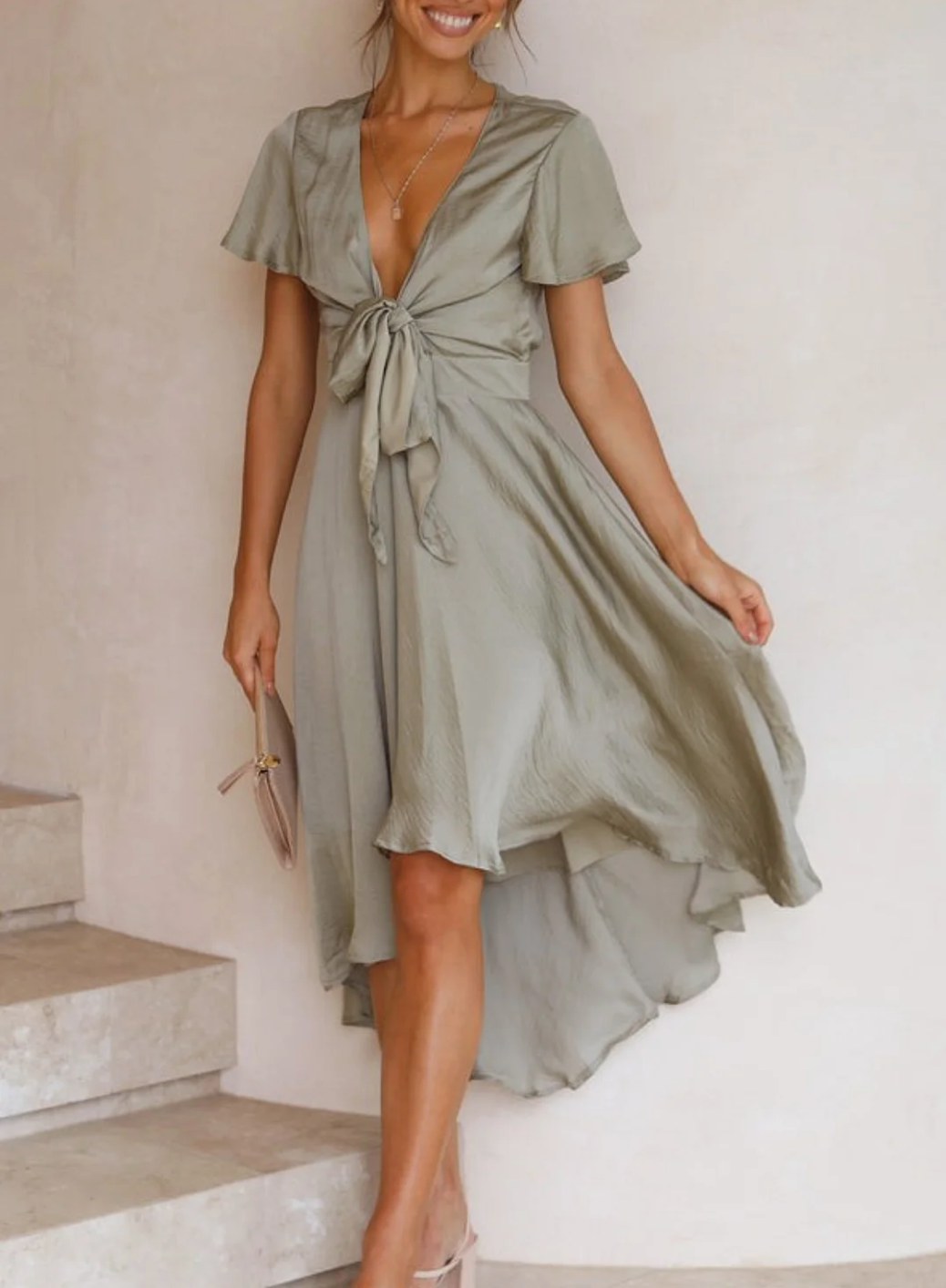 Levoire | Maxi-Robe Fluide Avec Un Look Raffine Et Chic Olive
