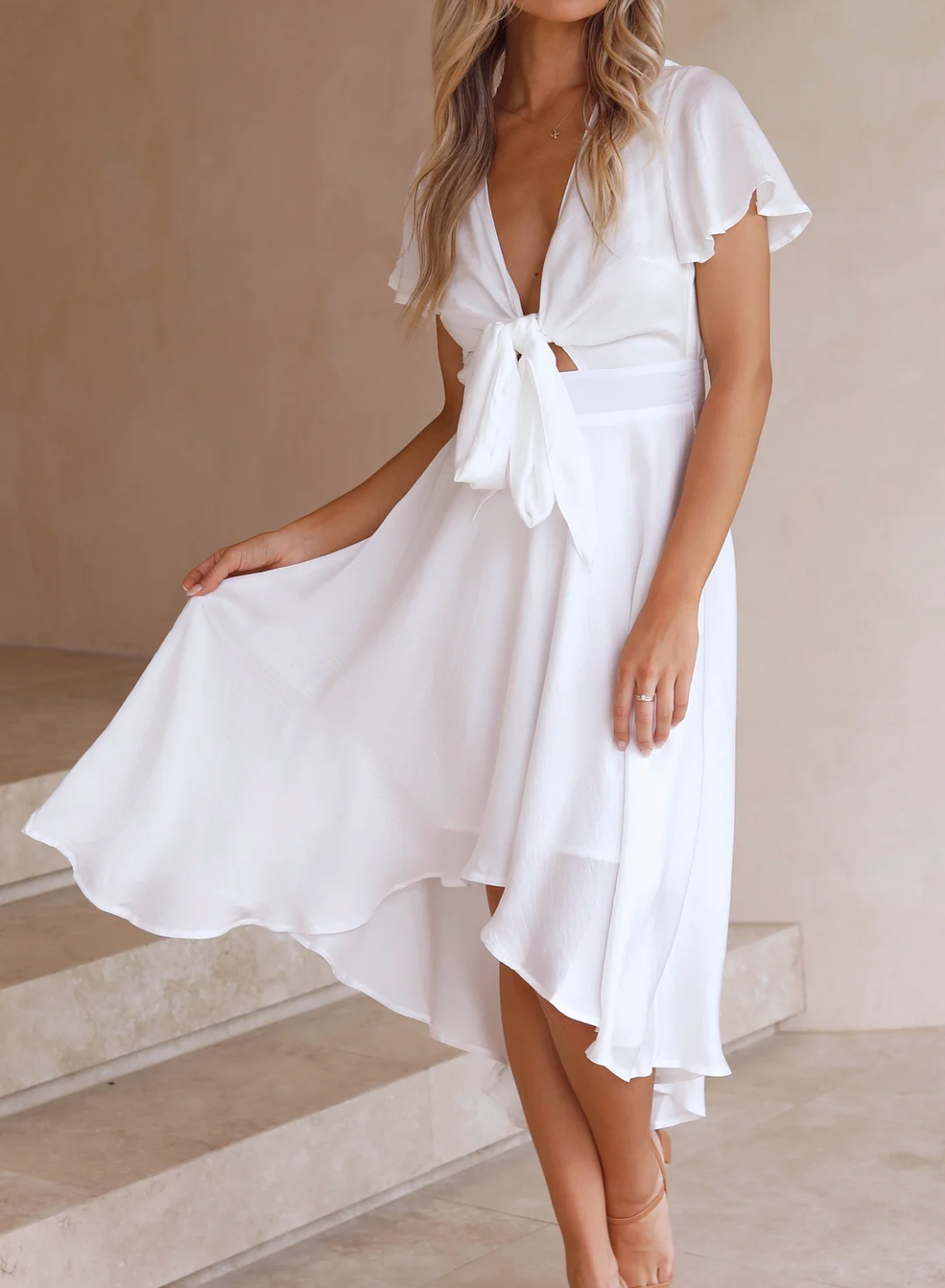 Levoire | Maxi-Robe Fluide Avec Un Look Raffine Et Chic Blanc