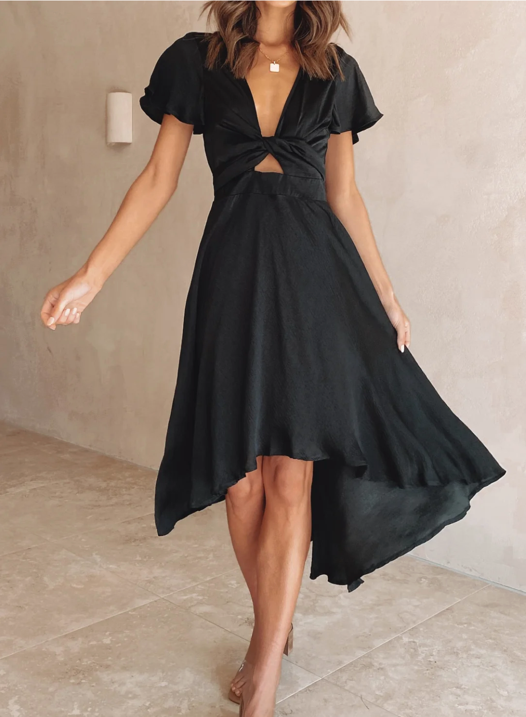 Levoire | Maxi-Robe Fluide Avec Un Look Raffine Et Chic Noir