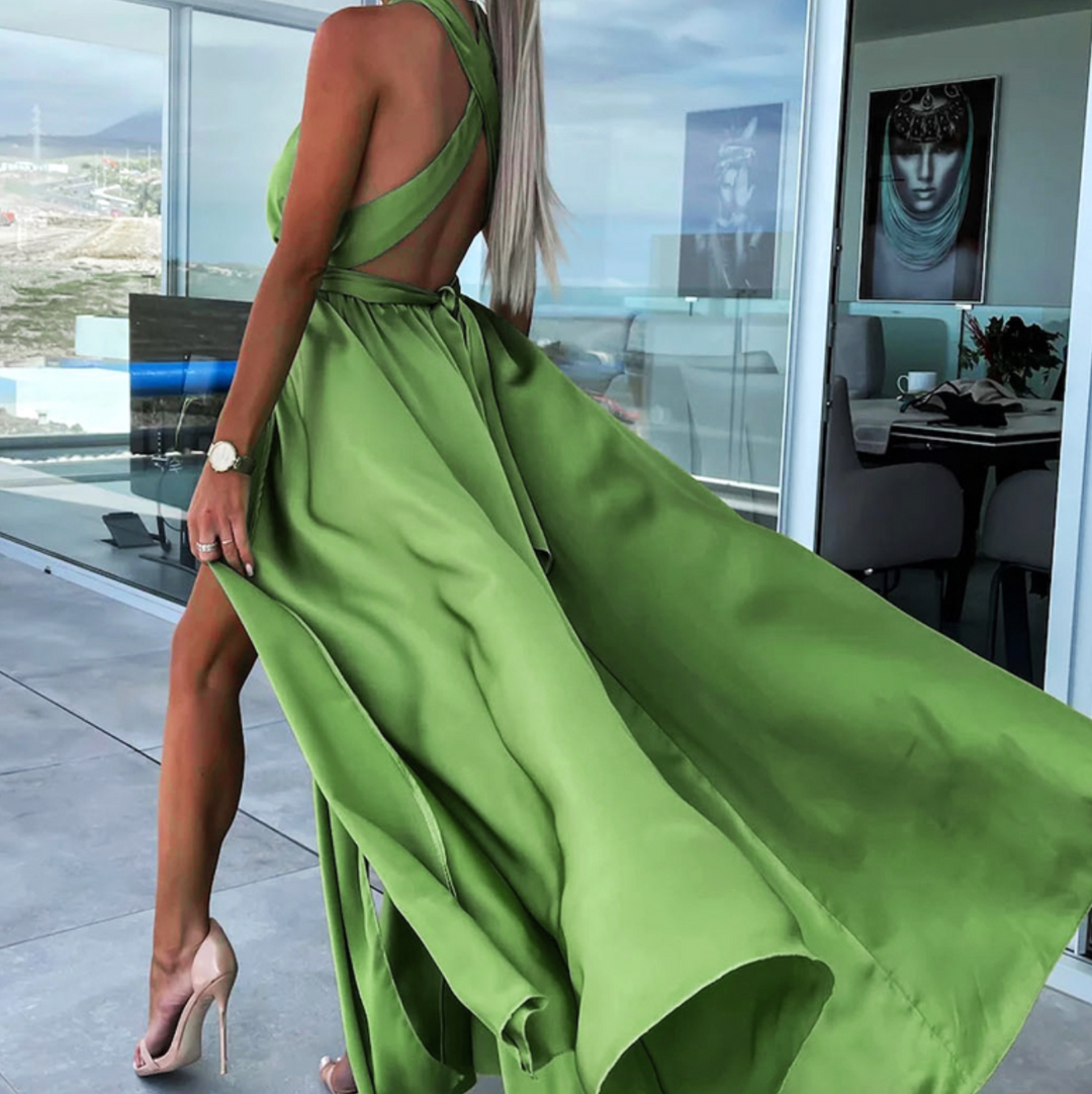 Levoire | Robe En Soie Élégante Chic Khaki