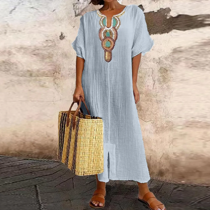 Levoire | Robe Maxi à Manches Mi-Longues Bleu