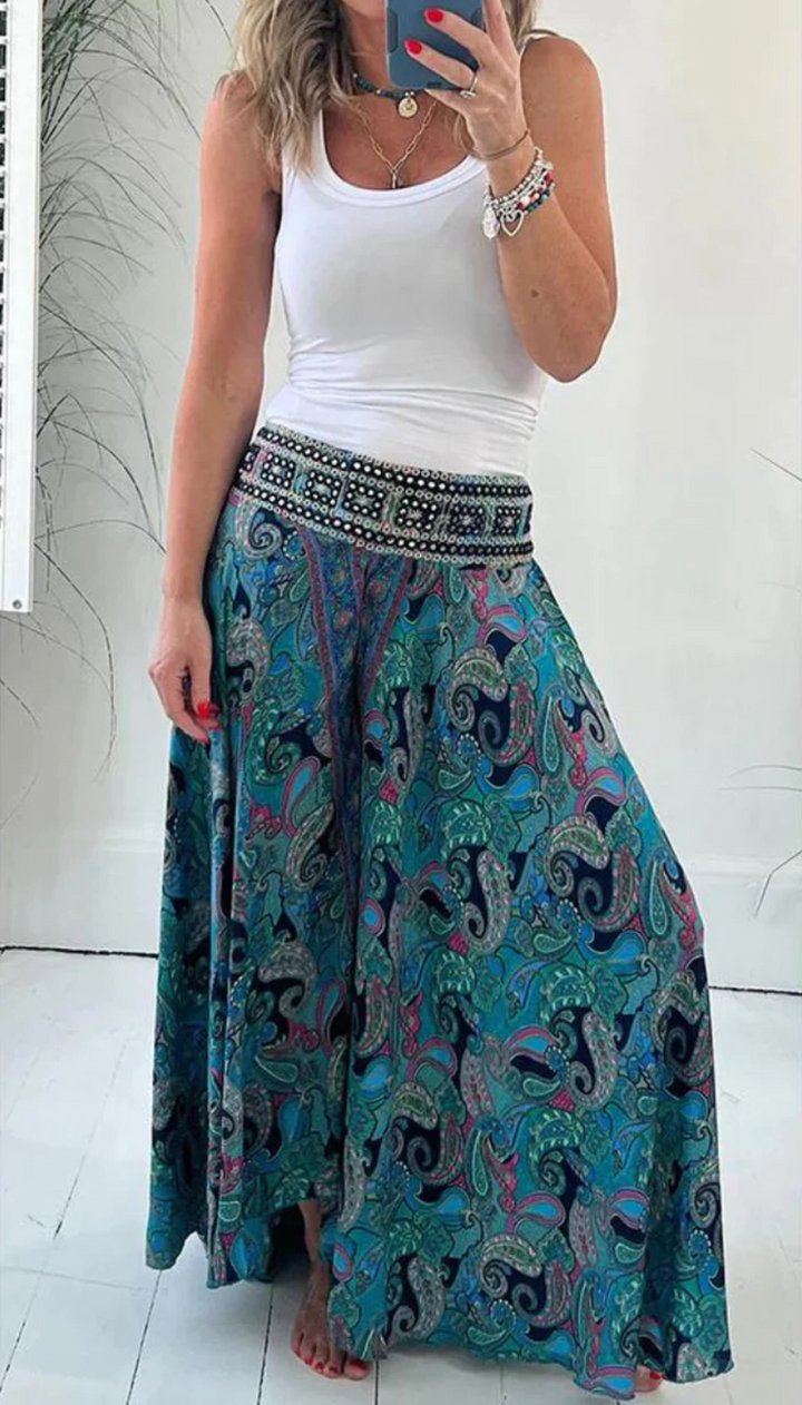 Levoire | Jupe En Denim Avec Impression Estivale Bleu