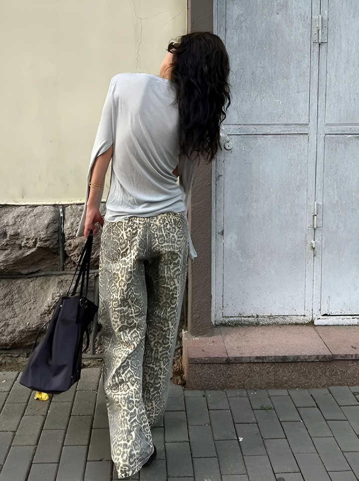 Levoire | Jeans léopard amples pour femmes - Brun