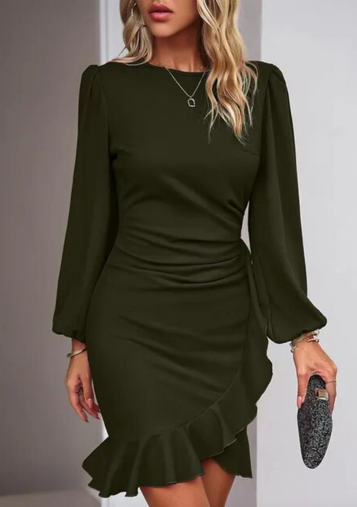 Levoire | Robe bodycon à volants Vert foncé