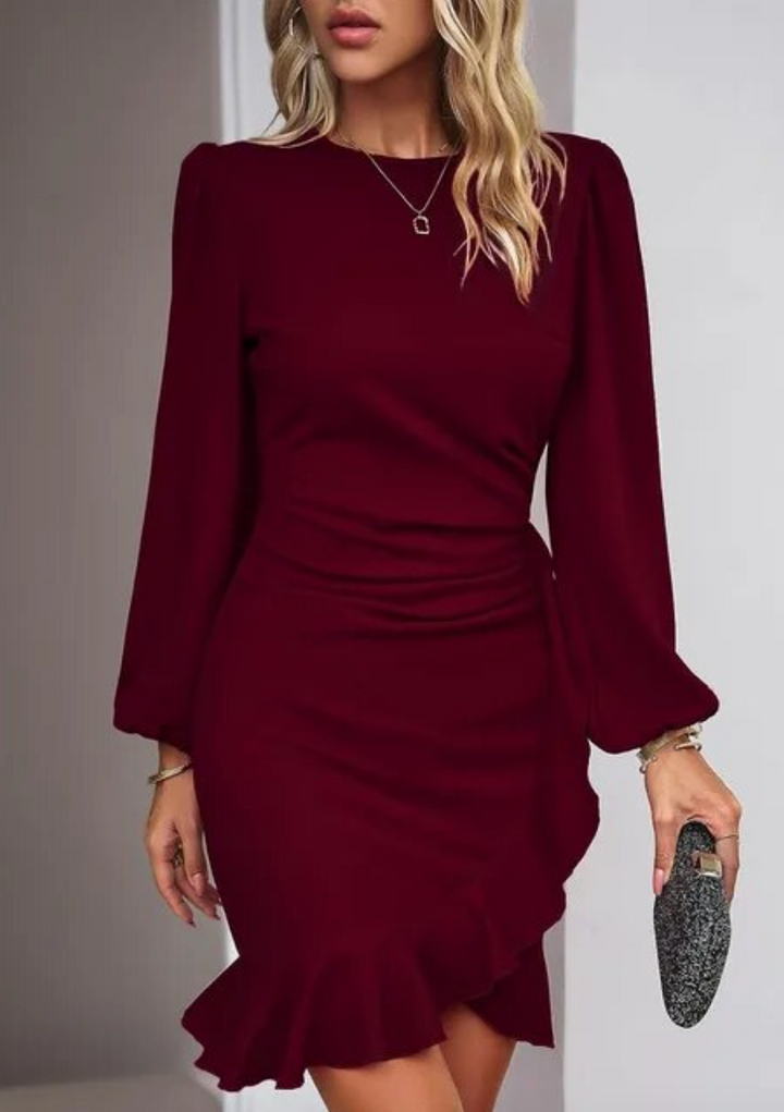 Levoire | Robe bodycon à volants Rouge foncé
