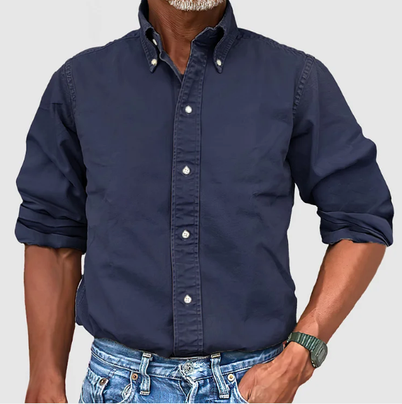Levoire | Chemise À Col Boutonné Bleu Dunkel