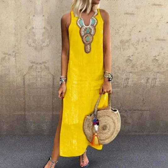 Levoire | Robe Bohémienne Chic Jaune