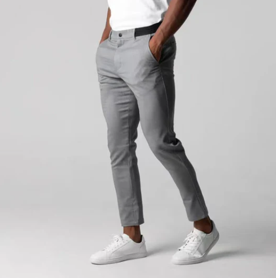 Levoire | Exécutif Slim Fit Pantalons De Survêtement Avec Des Détails Élégants, Confort Et Classe Gris
