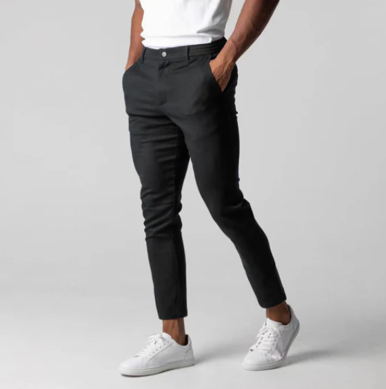 Levoire | Exécutif Slim Fit Pantalons De Survêtement Avec Des Détails Élégants, Confort Et Classe Noir