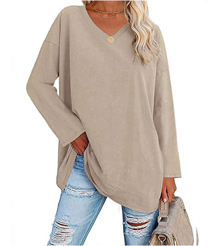 Levoire | Pull Grande Taille Avec Décolleté En V Pour Dames Beige