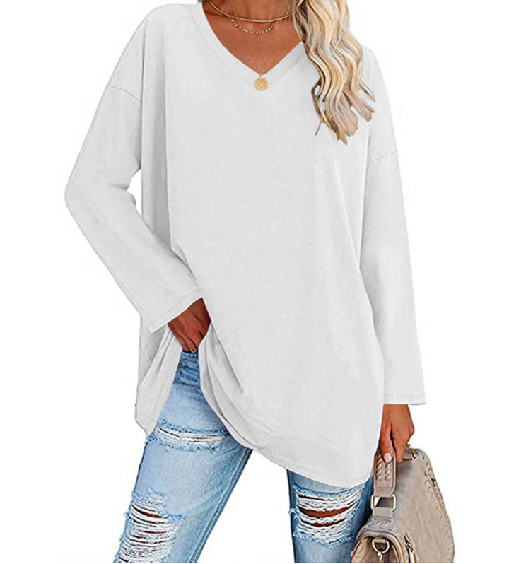 Levoire | Pull Grande Taille Avec Décolleté En V Pour Dames Blanc