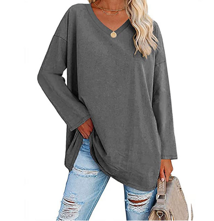 Levoire | Pull Grande Taille Avec Décolleté En V Pour Dames Gris foncé