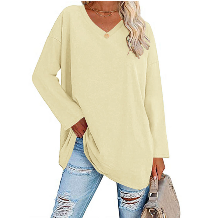Levoire | Pull Grande Taille Avec Décolleté En V Pour Dames Crème