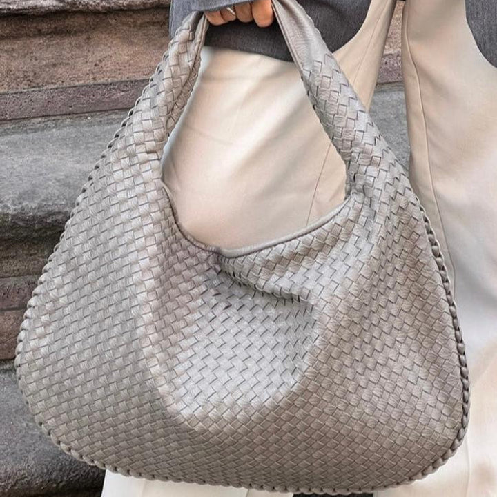 Levoire | Grand Un Ceinture Sac Tissé Simili Cuir Sacs Gris clair