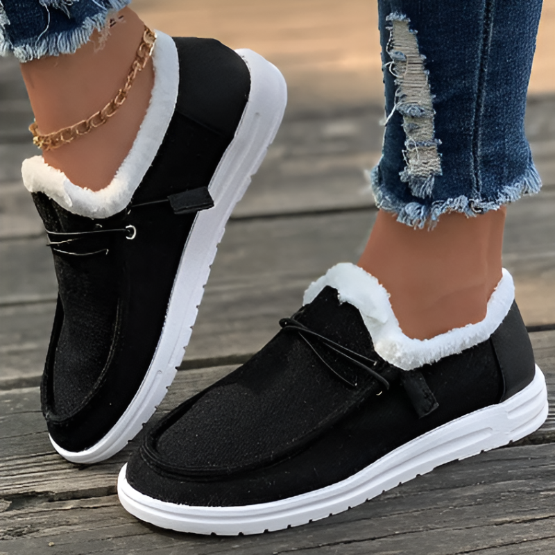 Levoire | Chaussures En Fausse Fourrure Confortables Noir