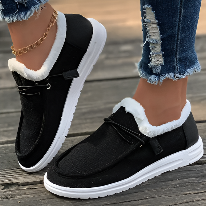 Levoire | Chaussures En Fausse Fourrure Confortables Noir