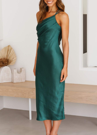 Levoire | Robes pour femmes robe midi en satin à épaule ouverte au dos