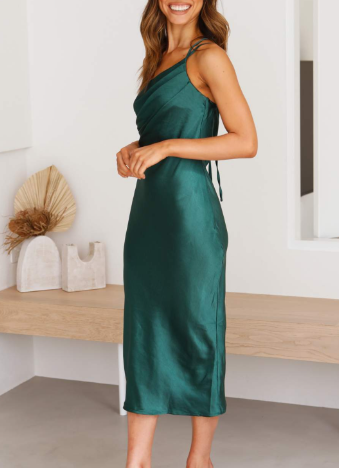 Levoire | Robes pour femmes robe midi en satin à épaule ouverte au dos
