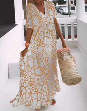 Levoire | Robe Ample Avec Décolleté En V Jaune