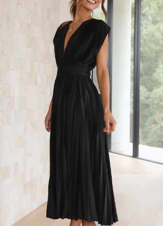 Levoire | Robes pour femmes robe longue solide à manches courtes