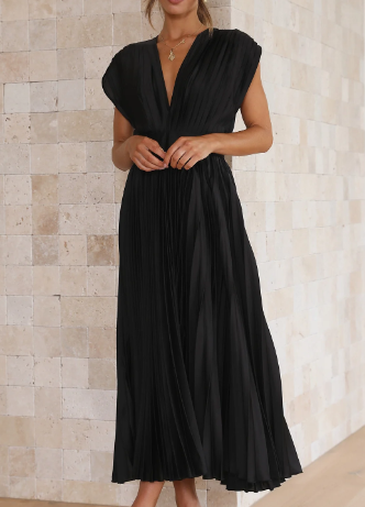 Levoire | Robes pour femmes robe longue solide à manches courtes