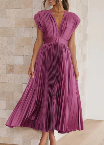 Levoire | Robes pour femmes robe longue solide à manches courtes Pourpre