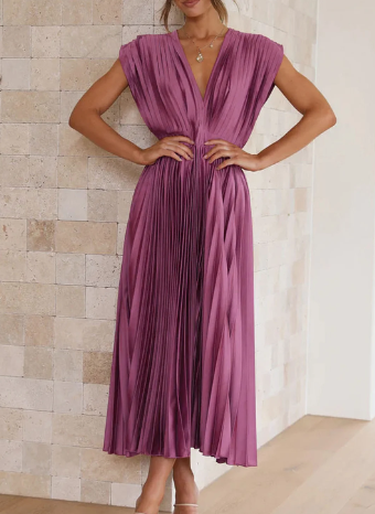 Levoire | Robes pour femmes robe longue solide à manches courtes