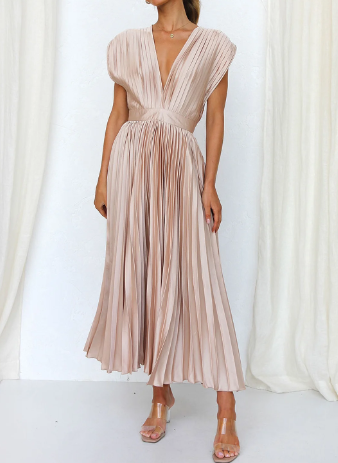 Levoire | Robes pour femmes robe longue solide à manches courtes Rose