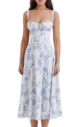 Levoire | Robe bustier florale à taille moyenne