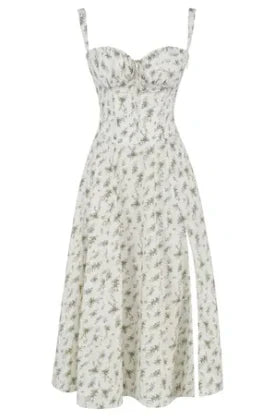 Levoire | Robe Bustier Avec Taille Moyenne Impression verte