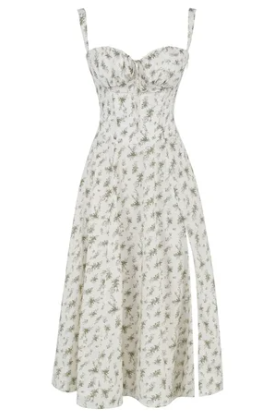 Levoire | Robe bustier florale à taille moyenne Impression Verte