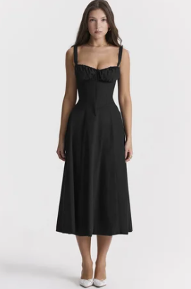 Levoire | Robe bustier florale à taille moyenne Noir