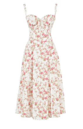 Levoire | Robe bustier florale à taille moyenne Imprimé Rose