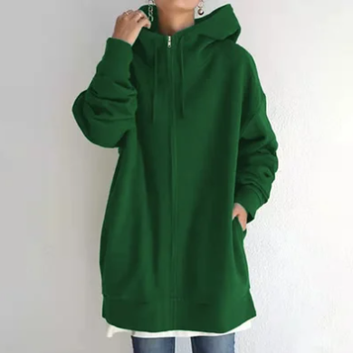 Levoire-Hoodie avec fermeture éclair pour automne/hiver Vert