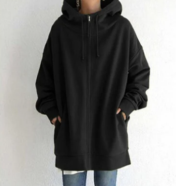 Levoire-Hoodie avec fermeture éclair pour automne/hiver Noir