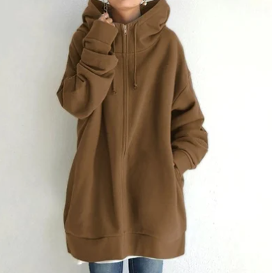 Levoire-Hoodie avec fermeture éclair pour automne/hiver Braun