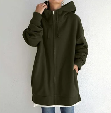 Levoire-Hoodie avec fermeture éclair pour automne/hiver Vert armée