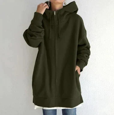Levoire | T-shirt à capuche zippé pour femmes armeen vert