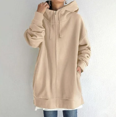 Levoire-Hoodie avec fermeture éclair pour automne/hiver Kaki