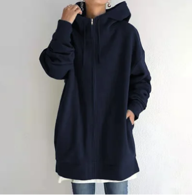 Levoire-Hoodie avec fermeture éclair pour automne/hiver Bleu marine