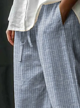 Levoire | Pantalon fendu classique rayé avec poche et laçage