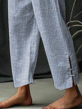 Levoire | Pantalon fendu classique rayé avec poche et laçage