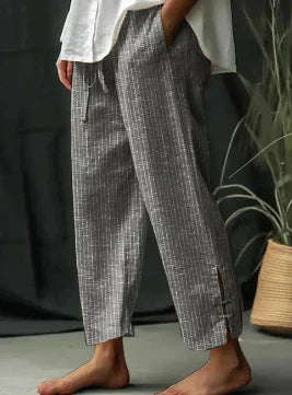 Levoire | Pantalon À Fente Rayé Avec Poche Et Lacets Gris