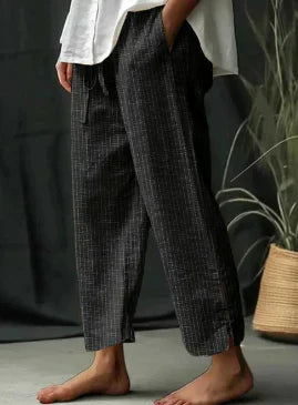Levoire | Pantalon Rayé Classique Noir