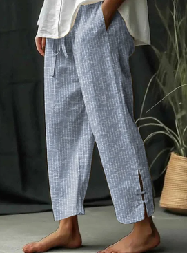 Levoire | Pantalon fendu classique rayé avec poche et laçage Bleu